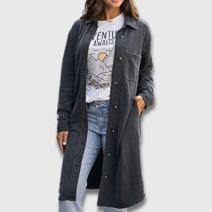 Grace and Lace Fleetwood Terry Duster Jacket Grey M NWT